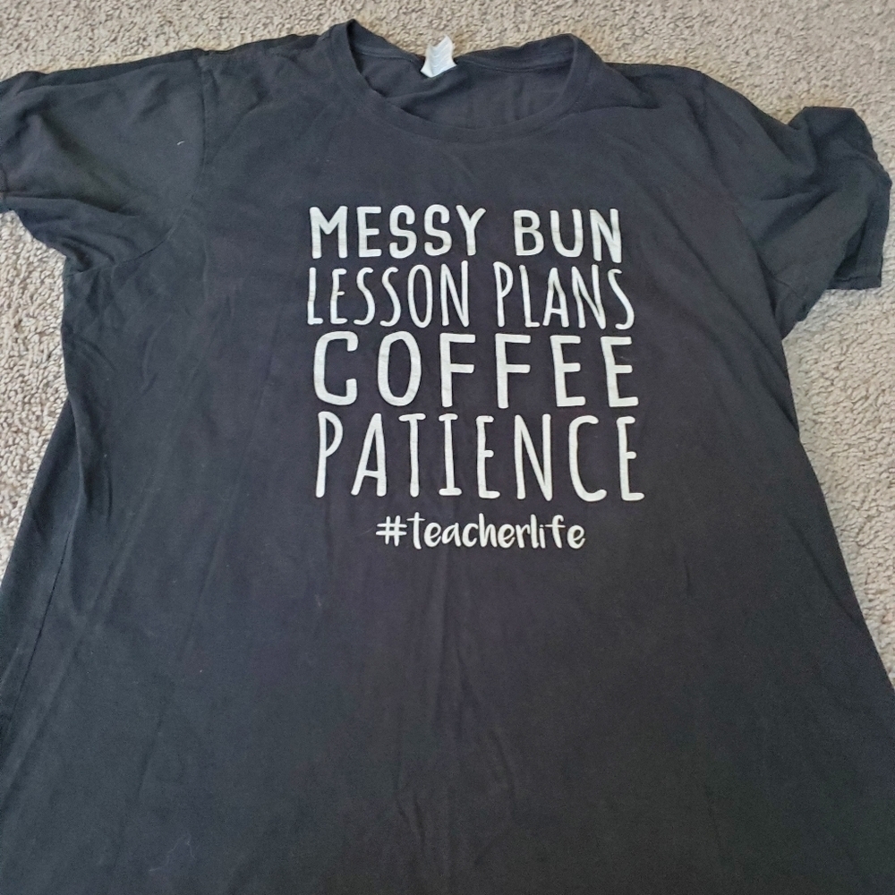 Port And Company Teacher Black Graphic Tee with Fun Text